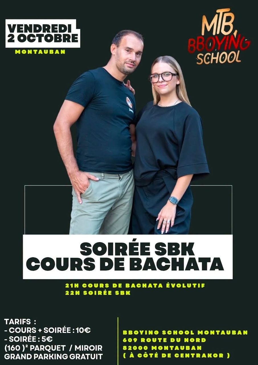 𝗩𝗘𝗡𝗗𝗥𝗘𝗗𝗜 2️⃣ Octobre 𝗦𝗢𝗜𝗥𝗘́𝗘 𝗦𝗕𝗞 Montauban Cours 𝗕𝗮𝗰𝗵𝗮𝘁𝗮 ✨️ BBOYING SCHOOL