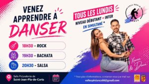 Venez apprendre à danser 🔥Tous les lundis 🔥 Cours de Rock – Bachata – Salsa