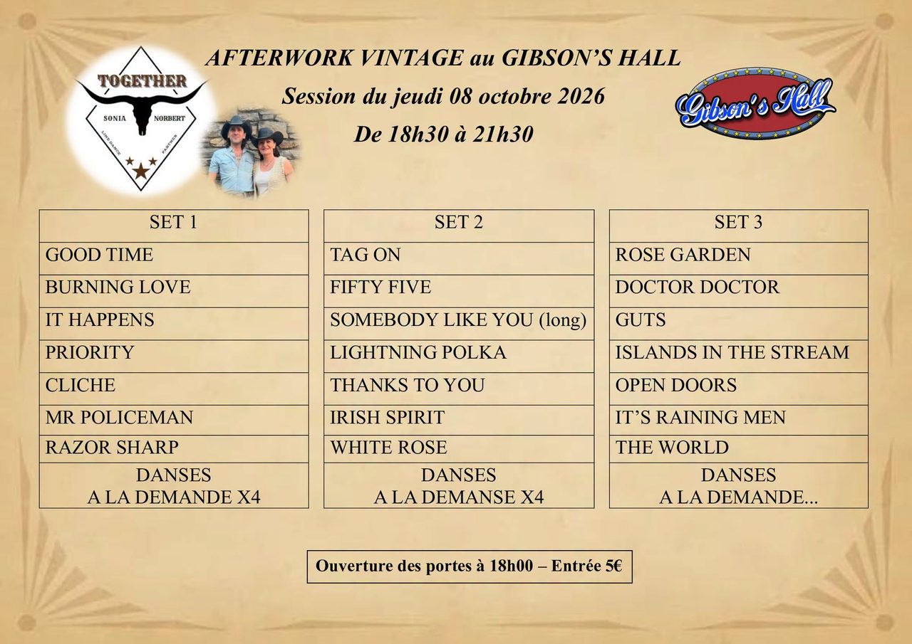 Afterwork danse country vintage au Gibson&rsquo;s Hall
