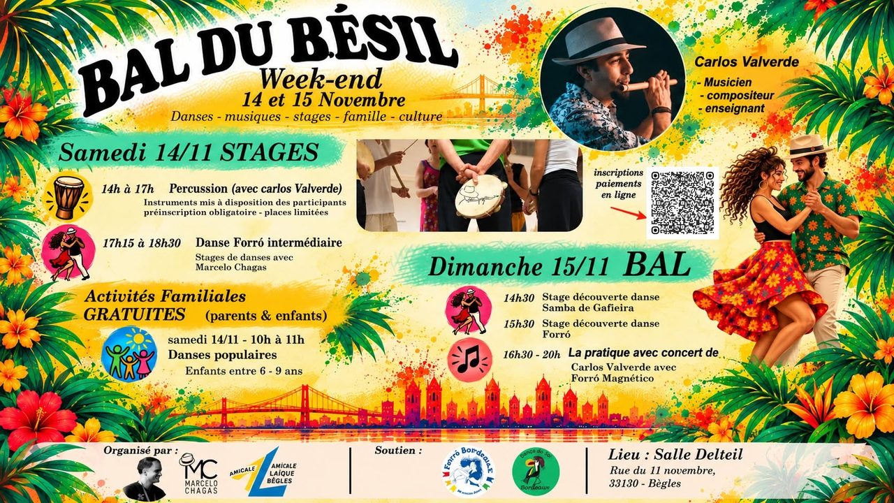 Bal du Brésil « WEEK-END » – STAGES + Pratiques avec Concert.