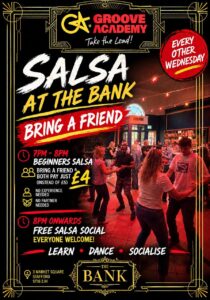 💃 Beginners Salsa at The Bank – Special Guest Teacher – Hazel. Plus FREE social!
