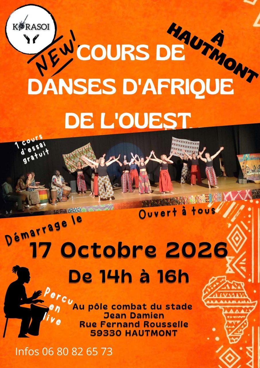 Cours de Danses d&rsquo;Afrique de l&rsquo;Ouest sur percussions