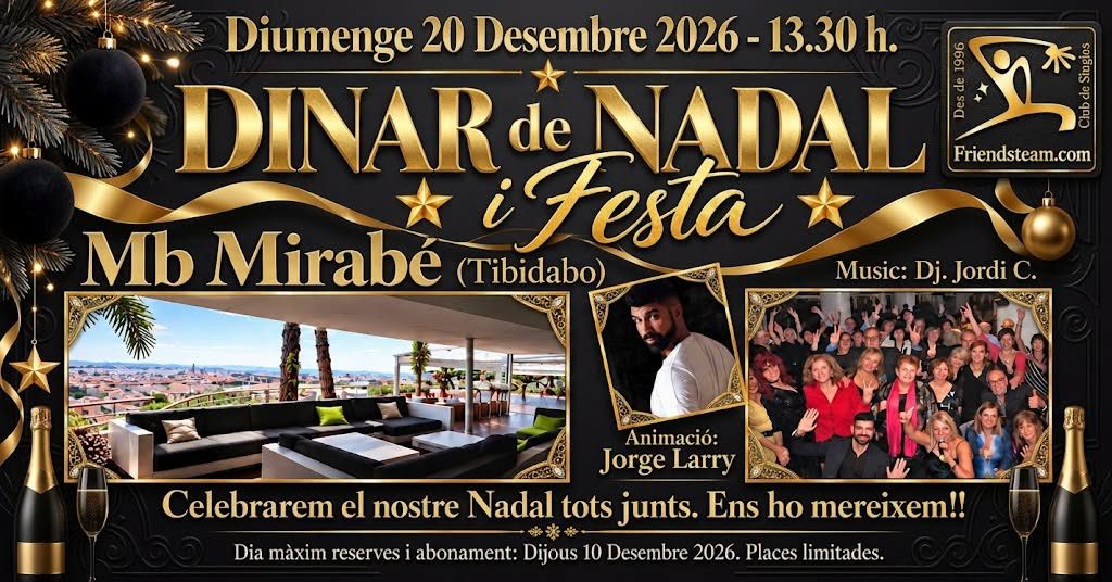 DINAR de NADAL i Festa del Club. Diumenge 20 Desembre 2026 – Club Friendsteam