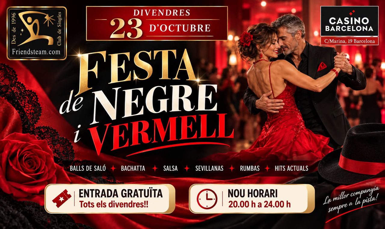 Festa Negre/Vermell. DIVENDRES BALLEM. Divendres 23 Oct 2026. Club Friendsteam