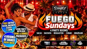 FUEGO Sundays MEGACLUB FREE INTRO🎉 Party in 4 Rooms: 🕺 Bachata |🌀 Cuban |🔥 Salsa |💃 Brazilian