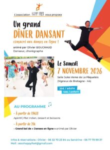 Grand dîner dansant du 07 Novembre 2026 à La Pâquelais organisé par l&rsquo;Association Happy Feet