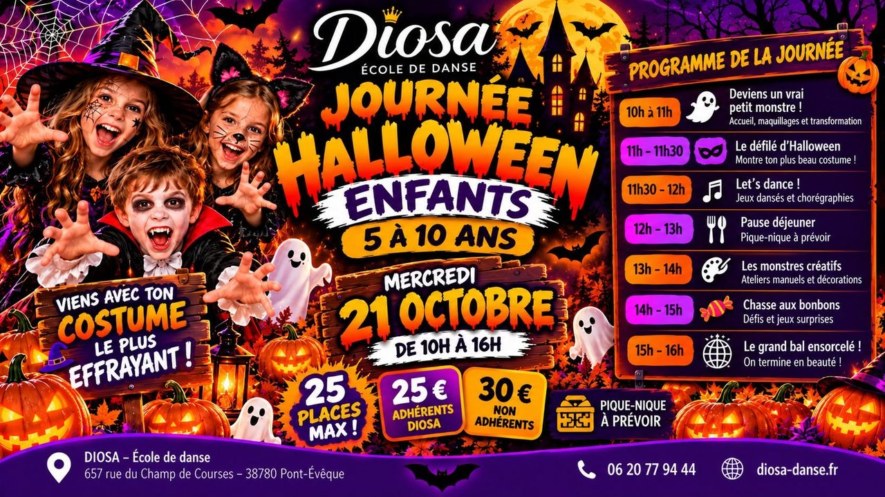 🎃 Journée Halloween Enfants chez DIOSA 👻 – Mercredi 21 octobre | 5–10 ans