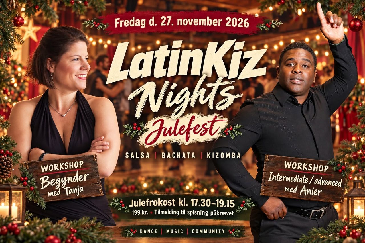 LatinKiz Night Julefest – Intro workshop & danseaften i Roskilde