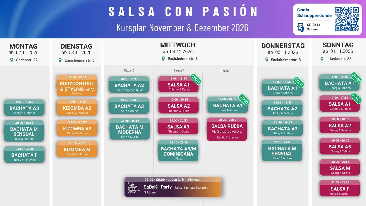 🔥 Neue Tanzkurse ab November in Freiburg – Salsa, Bachata, Kizomba & Rueda!