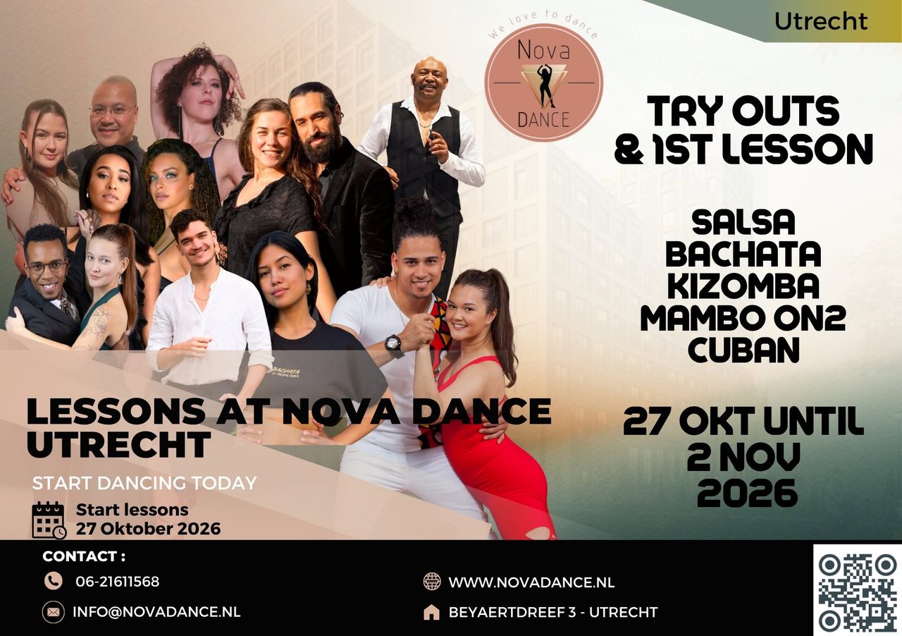 Proefles & start 1e les: Cuban, Bachata/Influence/Dominican, Kizomba, Semba, Salsa LA & Mambo On2