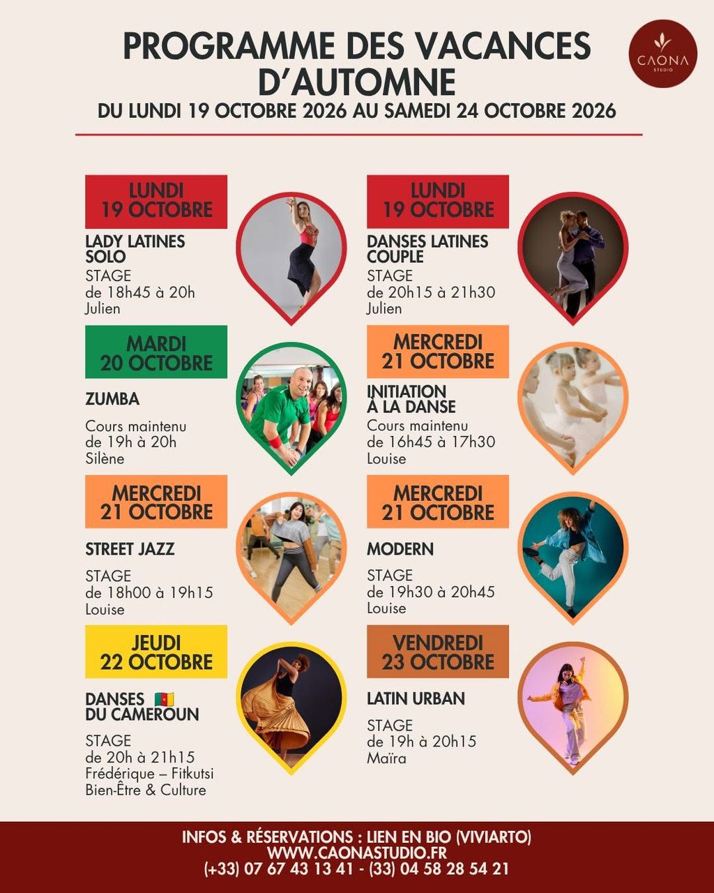 Programme d&rsquo;automne chez CAONA Studio