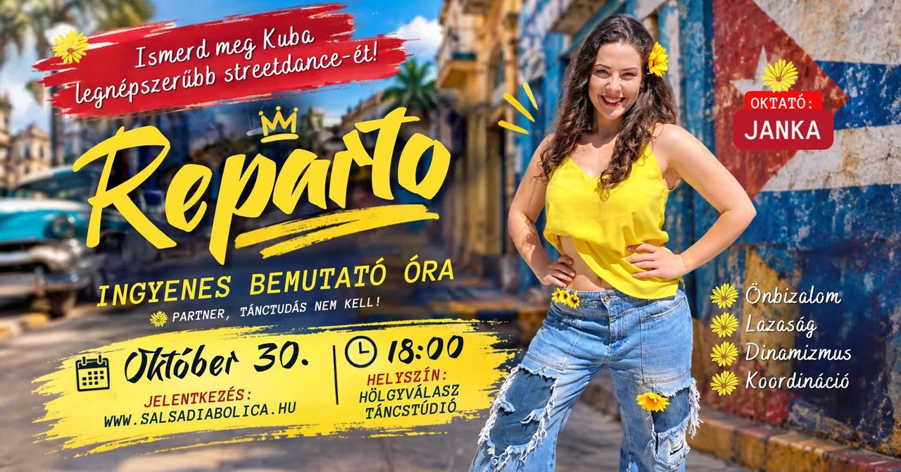Reparto ingyenes bemutató óra Okt.30., ismerd meg Kuba legnépszerűbb streetdance-ét!
