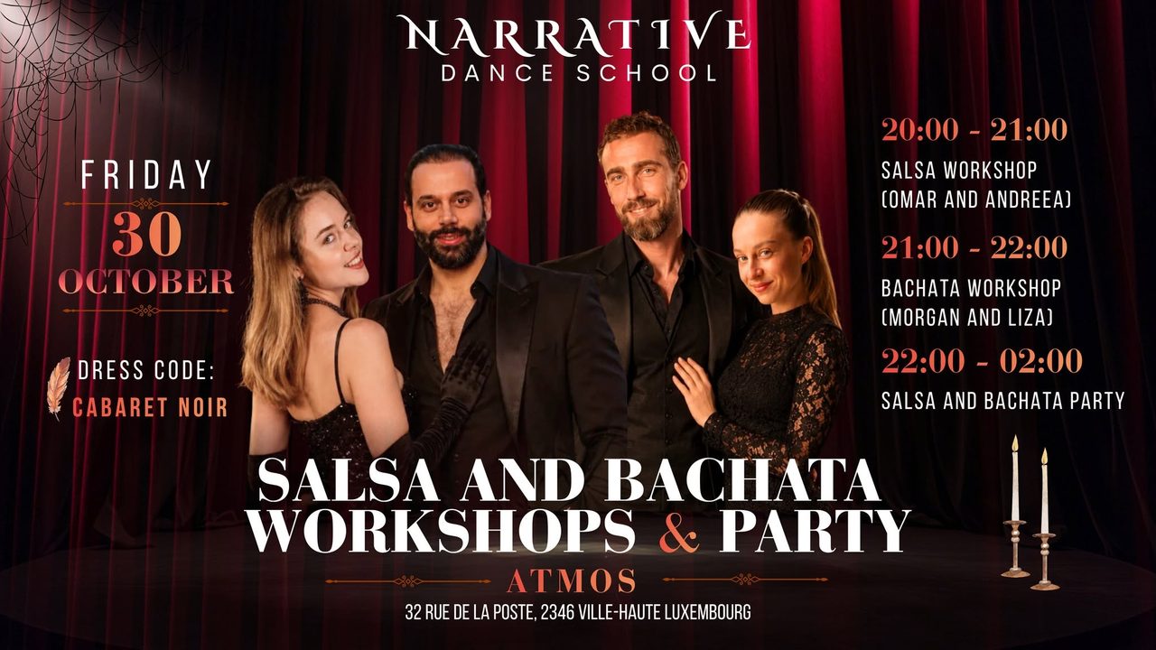Salsa & Bachata Workshops + « Cabaret Noir » Party Night – Narrative Dance School