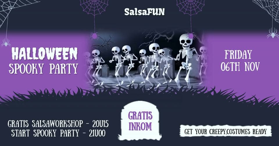 SalsaFUN Halloween spooky party met gratis Salsa workshop (open level) – Geel Ten Aard