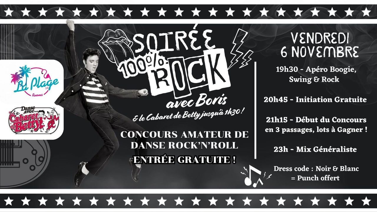 ⚫️⚪️ Soirée 100% Rock – CONCOURS amateur de danse ROCK’N’ROLL (entrée gratuite)