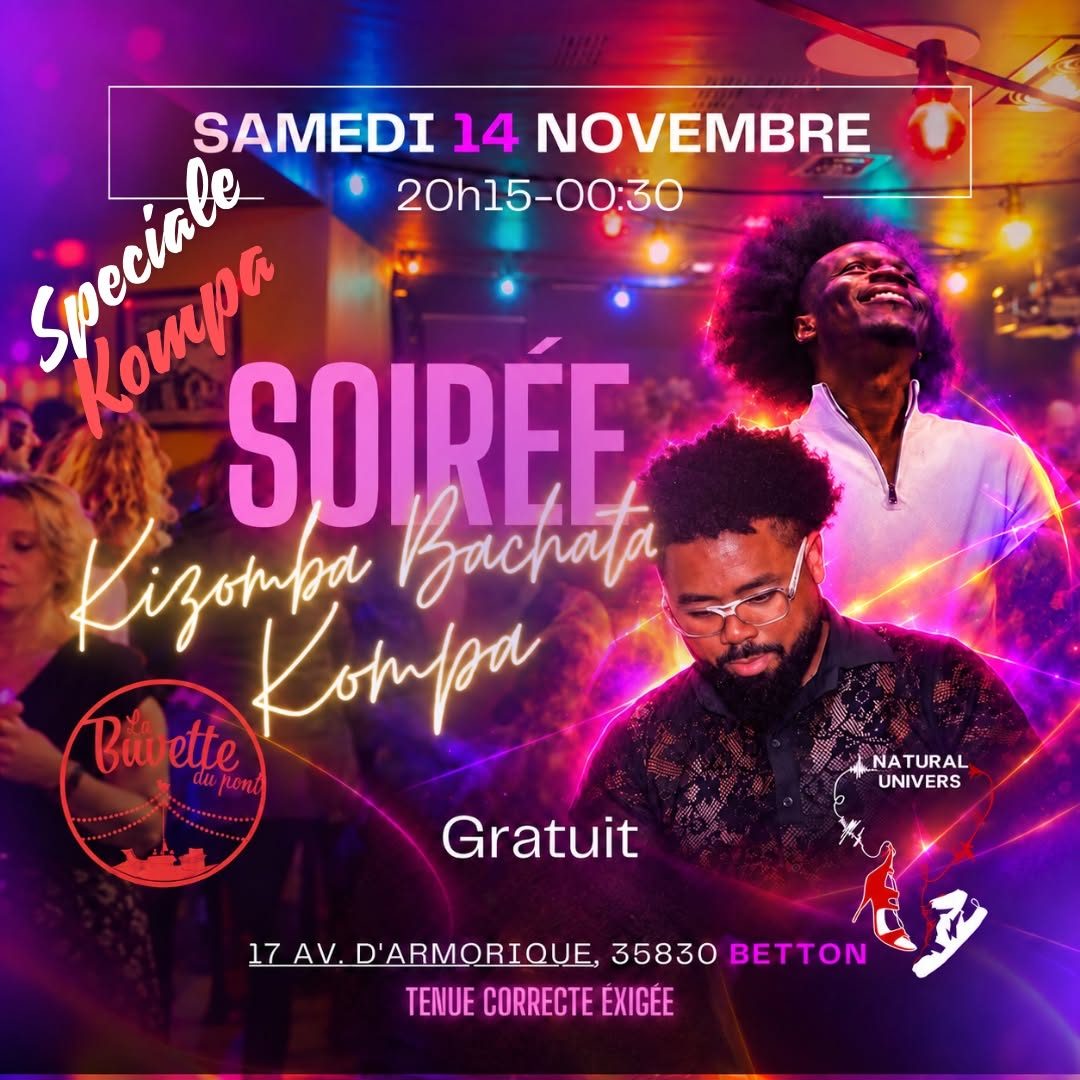 Soirée Kizomba Bachata Kompa spécial kompa, la buvette du pont