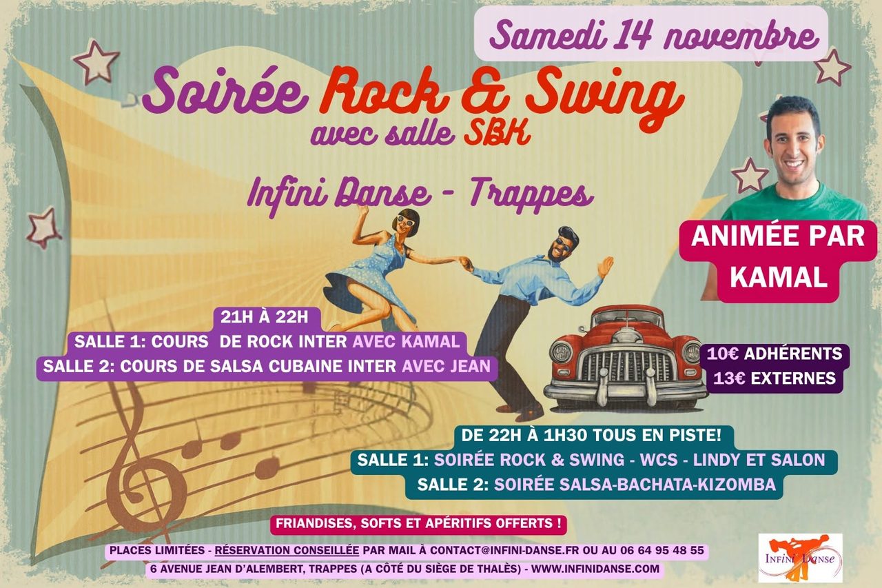 🎸💃 SOIRÉE ROCK & SWING avec salle SBK – INFINI DANSE ! 🕺🎶