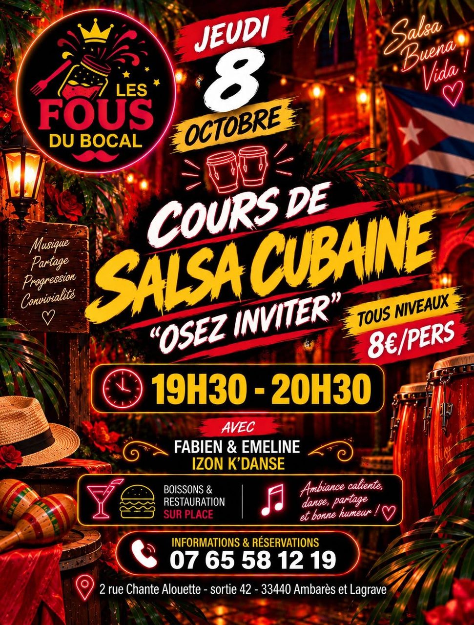soirée salsa avec cours fabien et Éméline