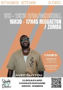 Stages Afro Dancehall / Zumba Reggaeton le 05 Décembre avec Guytou