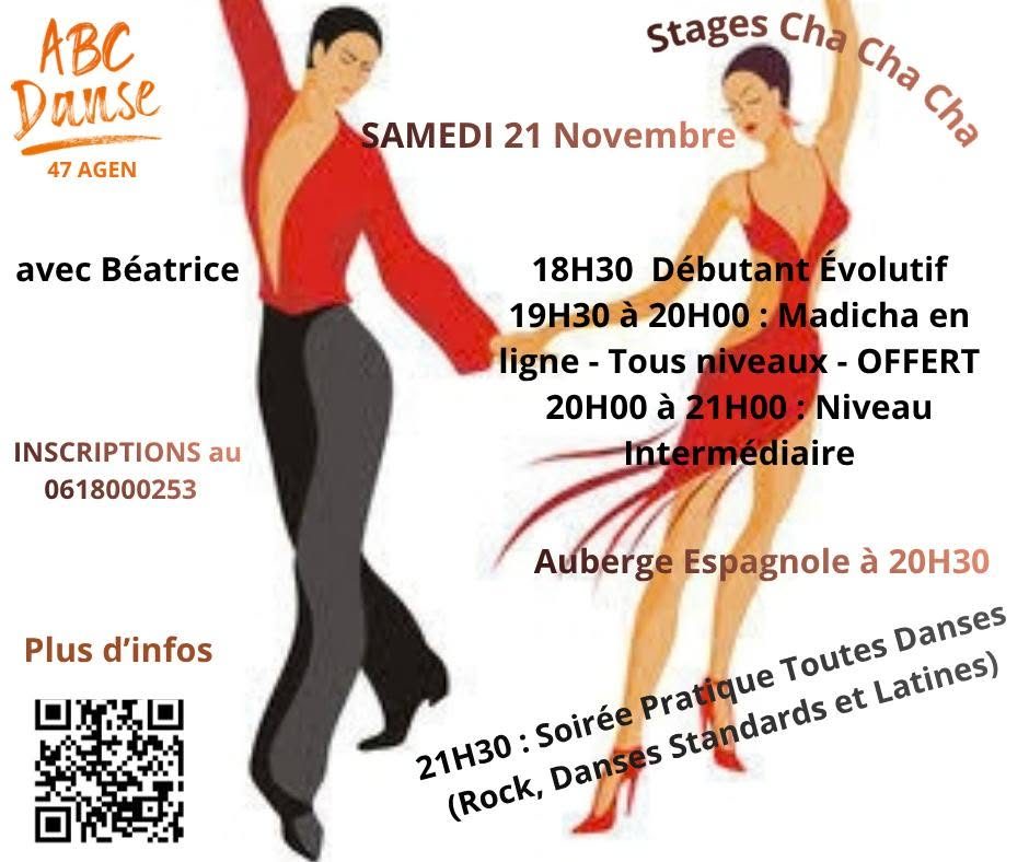 Stages Cha Cha Cha + Soirée Toutes Danses Standard, Latines & RRock